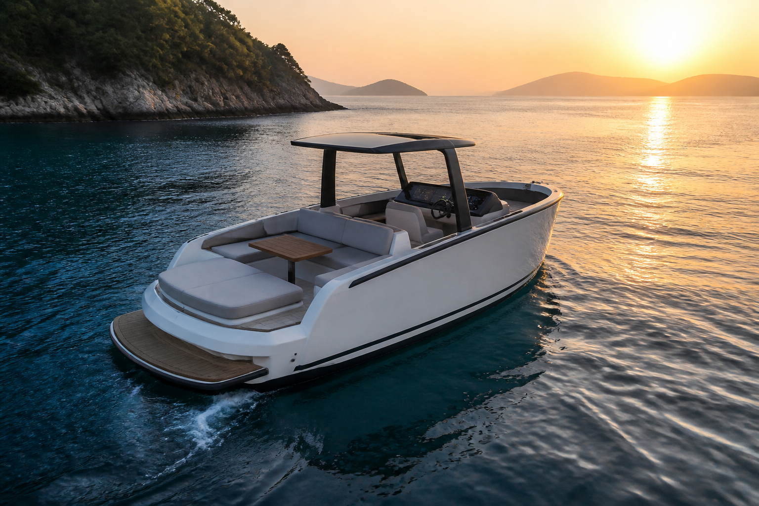 Denizde modern tekne — elektrikli tekne motoru